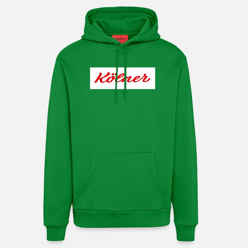 Kölner Roter Script-Logo Print - Organic Relaxed Hoodie Made in EU - City Green