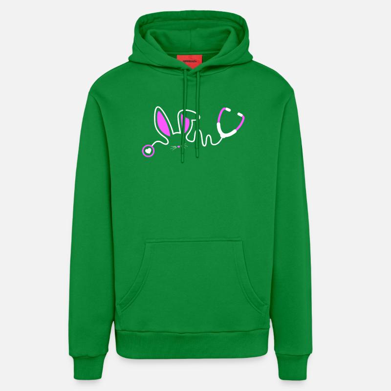 Fantaisie de lapin stéthoscope - Sweat à capuche bio décontracté fabriqué en UE - City Green