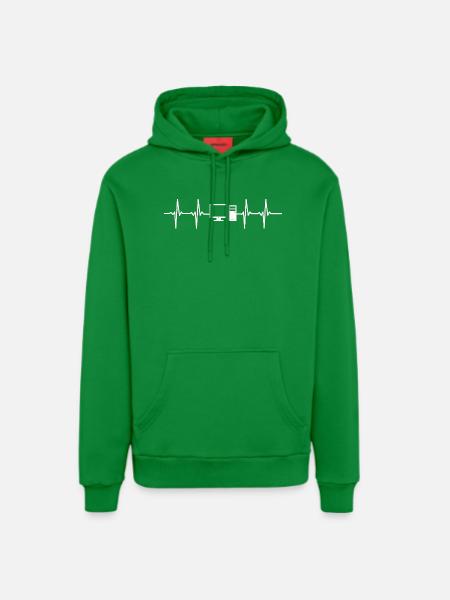 Tech-Herzschlag Computer - Organic Relaxed Hoodie Made in EU - City Green
