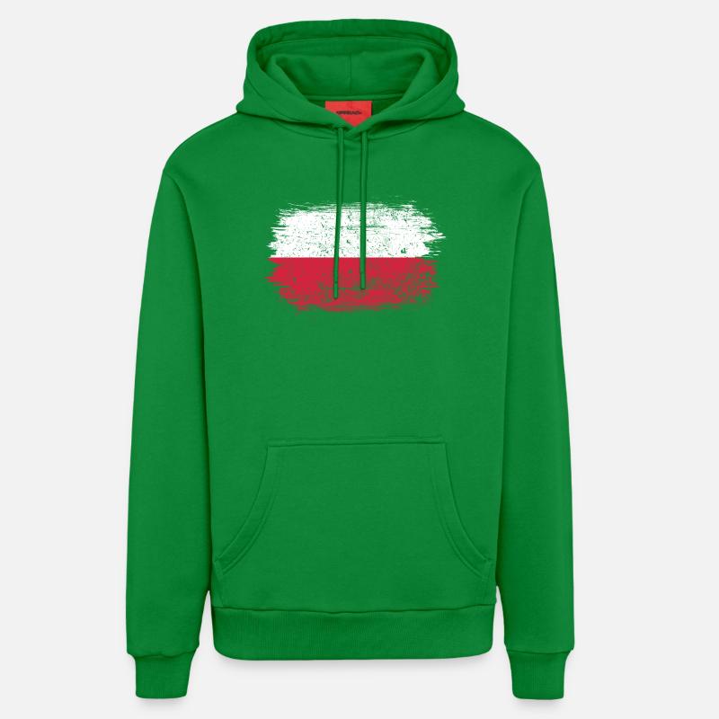 Drapeau polonais Coup de pinceau - Sweat à capuche bio décontracté fabriqué en UE - City Green