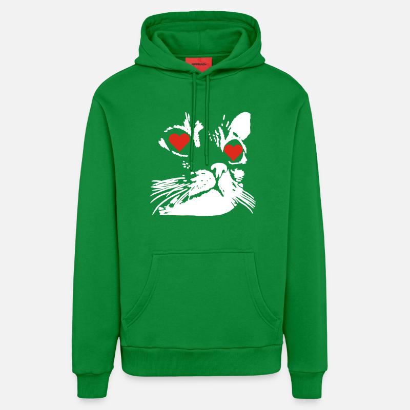 Un amour de chat blanc - Sweat à capuche bio décontracté fabriqué en UE - City Green