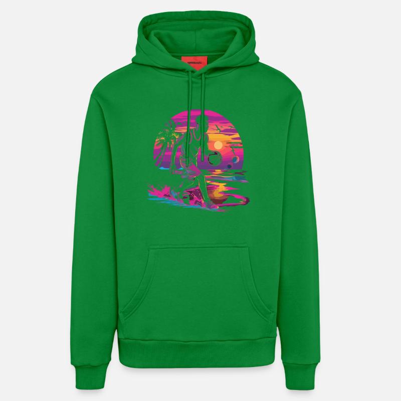 Basket-ball Synthwave - Sweat à capuche bio décontracté fabriqué en UE - City Green