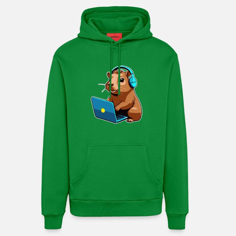 Capybara Programmierer Coder Computer - Organic Relaxed Hoodie Made in EU - City Green