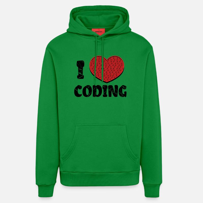 Script de code Debug Heart Statement - Sweat à capuche bio décontracté fabriqué en UE - City Green