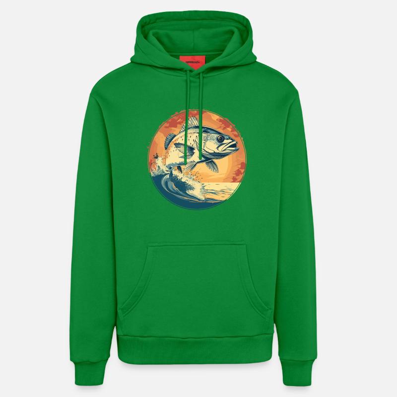 Illustration de poisson - Sweat à capuche bio décontracté fabriqué en UE - City Green