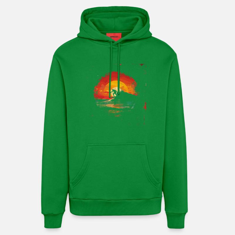 Surfeur Coucher de soleil - Sweat à capuche bio décontracté fabriqué en UE - City Green