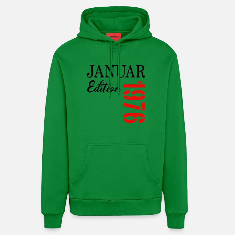 51e anniversaire janvier 1976 - Sweat à capuche bio décontracté fabriqué en UE - City Green