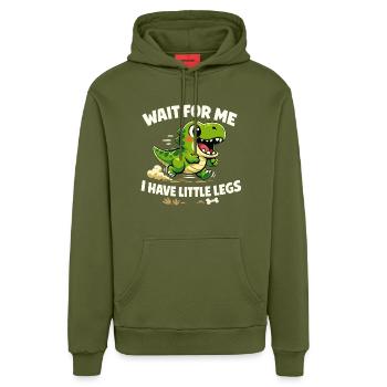 Warte auf mich - ich habe kurze Beine lustig - Organic Relaxed Hoodie Made in EU - MOSS GREEN - Vorne