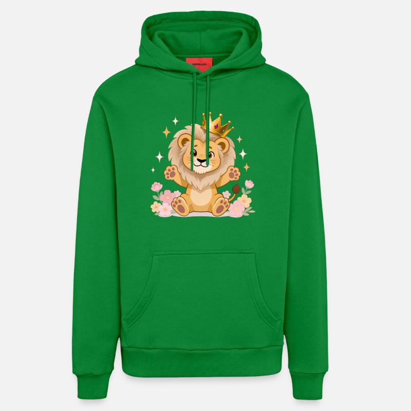 🦁 Lion avec couronne et fleurs - Sweat à capuche bio décontracté fabriqué en UE - City Green
