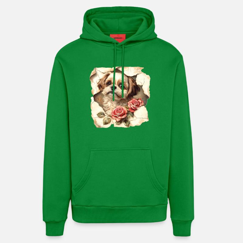 Fleurs Shih Tzu - Sweat à capuche bio décontracté fabriqué en UE - City Green