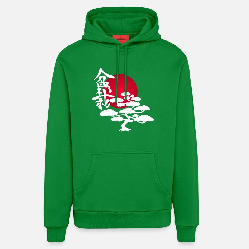 Arbre blanc et soleil rouge - Sweat à capuche bio décontracté fabriqué en UE - City Green