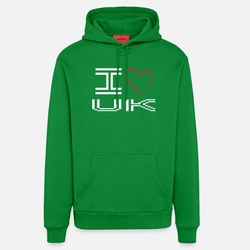 Conception d’amour de cœur pixélisé - Sweat à capuche bio décontracté fabriqué en UE - City Green