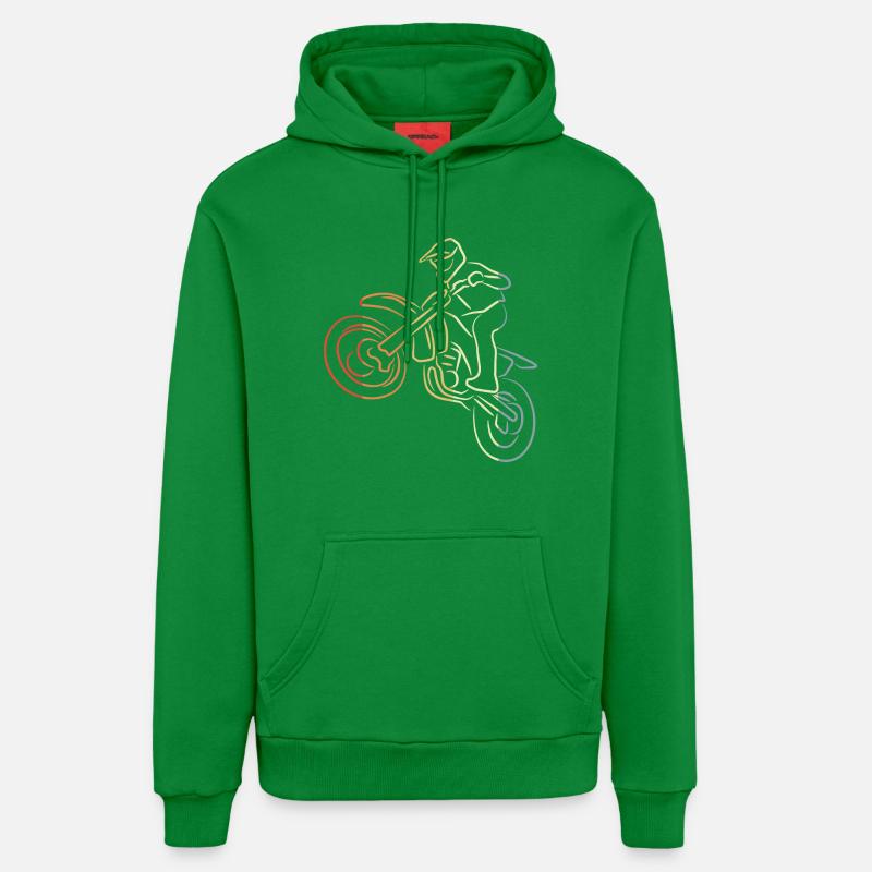 Dessin au trait de motocross - Sweat à capuche bio décontracté fabriqué en UE - City Green