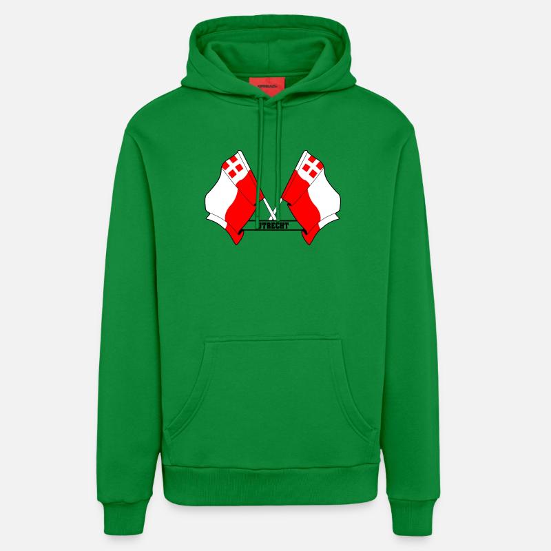 Deux drapeaux texte UTRECHT - Sweat à capuche bio décontracté fabriqué en UE - City Green