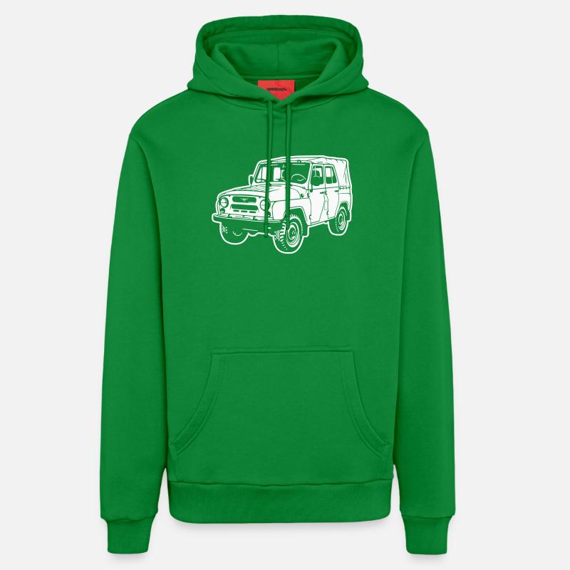 UAZ off-road vehicle (difference image) - Organic Relaxed Hoodie Made in EU - City Green