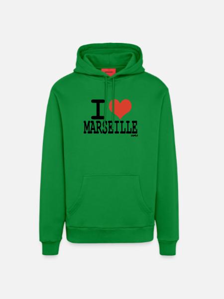 i love marseille - Organic Relaxed Hoodie Made in EU - City Green