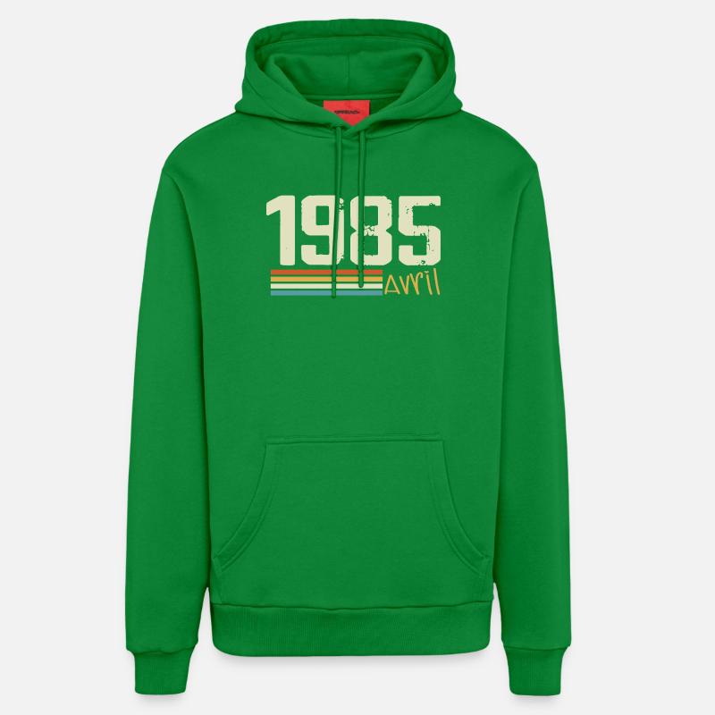 Né en avril 1985 - Sweat à capuche bio décontracté fabriqué en UE - City Green