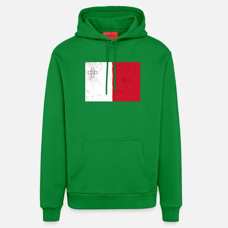 Drapeau de Malte - Sweat à capuche bio décontracté fabriqué en UE - City Green