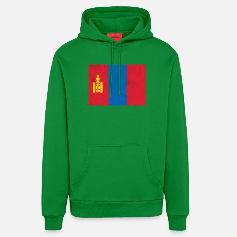 Drapeau de la Mongolie - Sweat à capuche bio décontracté fabriqué en UE - City Green