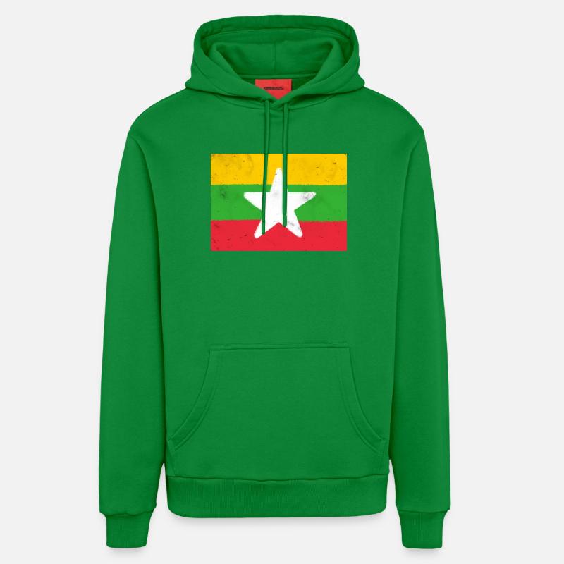 Drapeau du Myanmar - Sweat à capuche bio décontracté fabriqué en UE - City Green