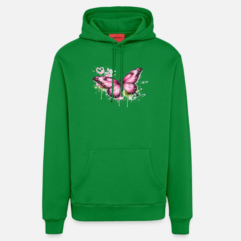 Art de rue graffiti papillon - Sweat à capuche bio décontracté fabriqué en UE - City Green