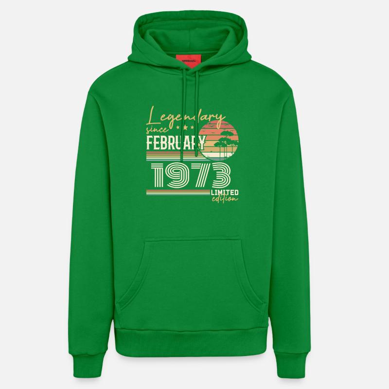 Février 1973 anniversaire 1973 légendes Février - Sweat à capuche bio décontracté fabriqué en UE - City Green