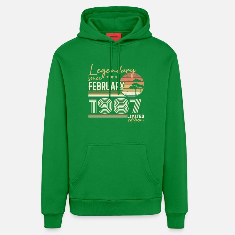 Février 1987 anniversaire 1987 légendes Février - Sweat à capuche bio décontracté fabriqué en UE - City Green