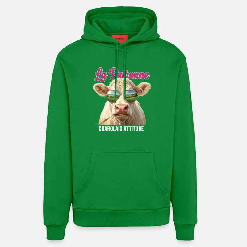 Charolais Élevage Bovin Éleveur - Sweat à capuche bio décontracté fabriqué en UE - City Green