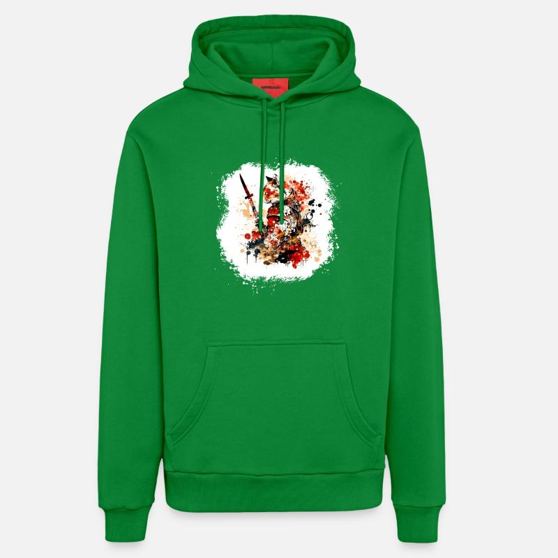 Chat Samouraï Rouge Noir - Sweat à capuche bio décontracté fabriqué en UE - City Green