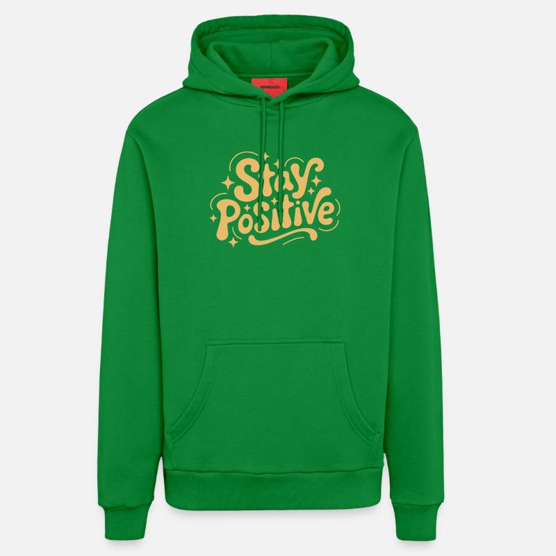 Reste positif, Retro Doodle - Sweat à capuche bio décontracté fabriqué en UE - City Green
