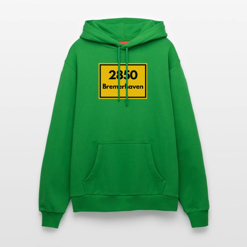 OLD POSTCODE POSTCODE RETRO 2850 BREMERHAVEN HAFEN Organic Relaxed Hoodie Made in EU
