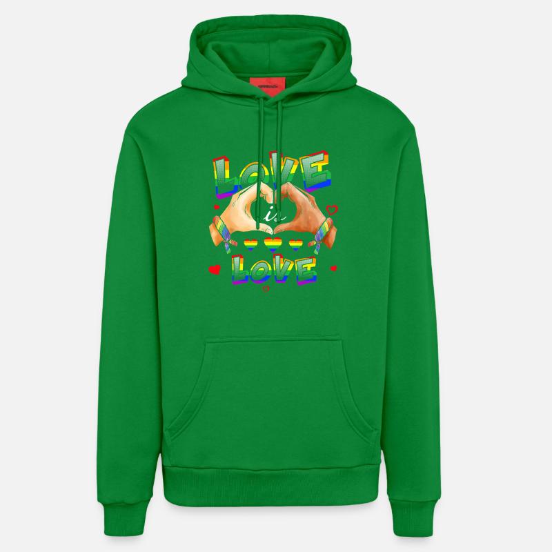 L’amour, c’est l’amour, cœurs arc-en-ciel - Sweat à capuche bio décontracté fabriqué en UE - City Green