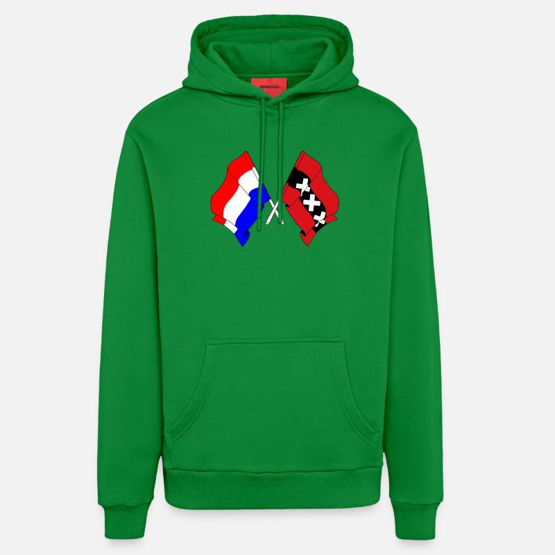 Drapeau Pays-Bas, Amsterdam croisé - Sweat à capuche bio décontracté fabriqué en UE - City Green
