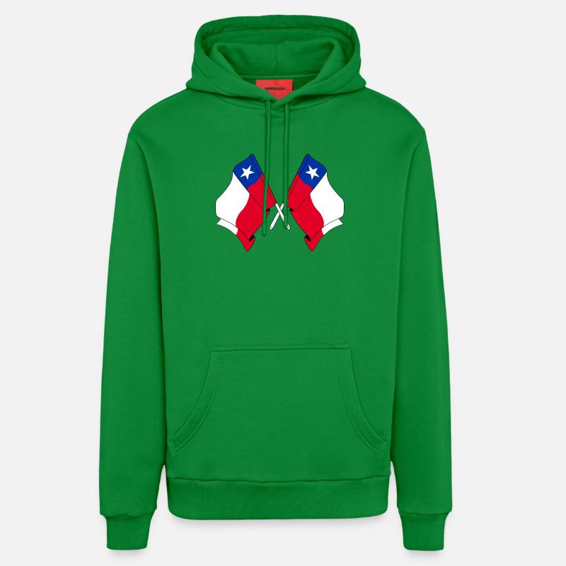 Deux drapeaux croisés du Chili - Sweat à capuche bio décontracté fabriqué en UE - City Green