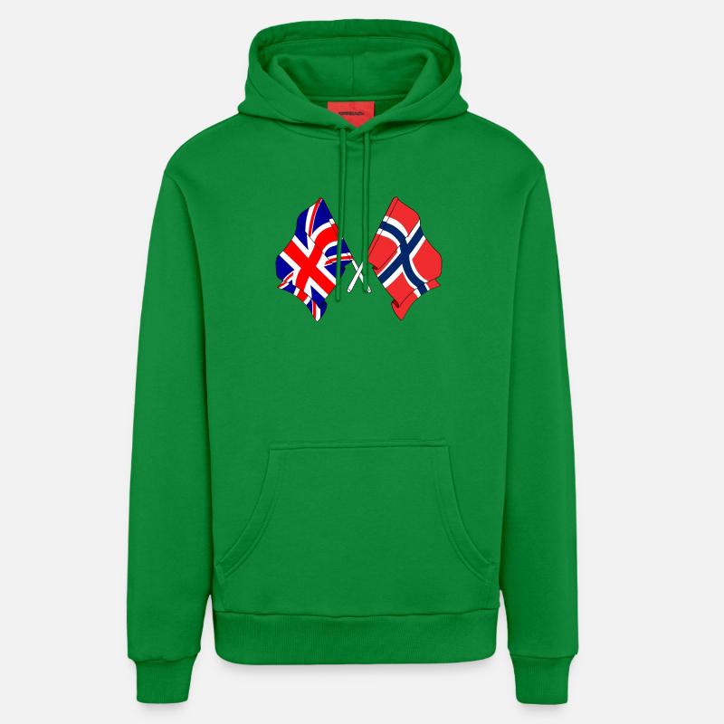Drapeau Angleterre, drapeau Norvège - Sweat à capuche bio décontracté fabriqué en UE - City Green