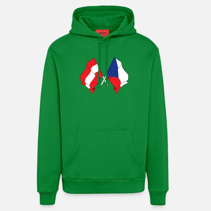 Drapeau Autriche, drapeau République tchèque - Sweat à capuche bio décontracté fabriqué en UE - City Green