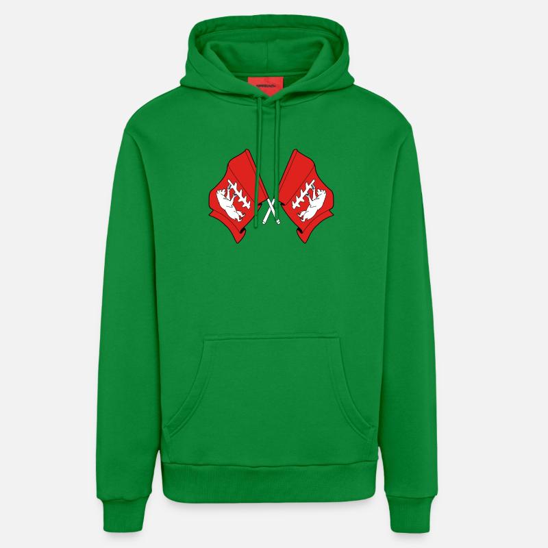 Deux drapeaux croisés du Warwickshire - Sweat à capuche bio décontracté fabriqué en UE - City Green