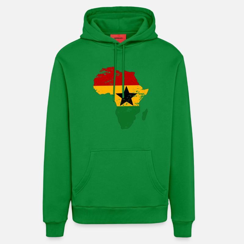 Drapeau du Ghana Afrique utilisé - Sweat à capuche bio décontracté fabriqué en UE - City Green