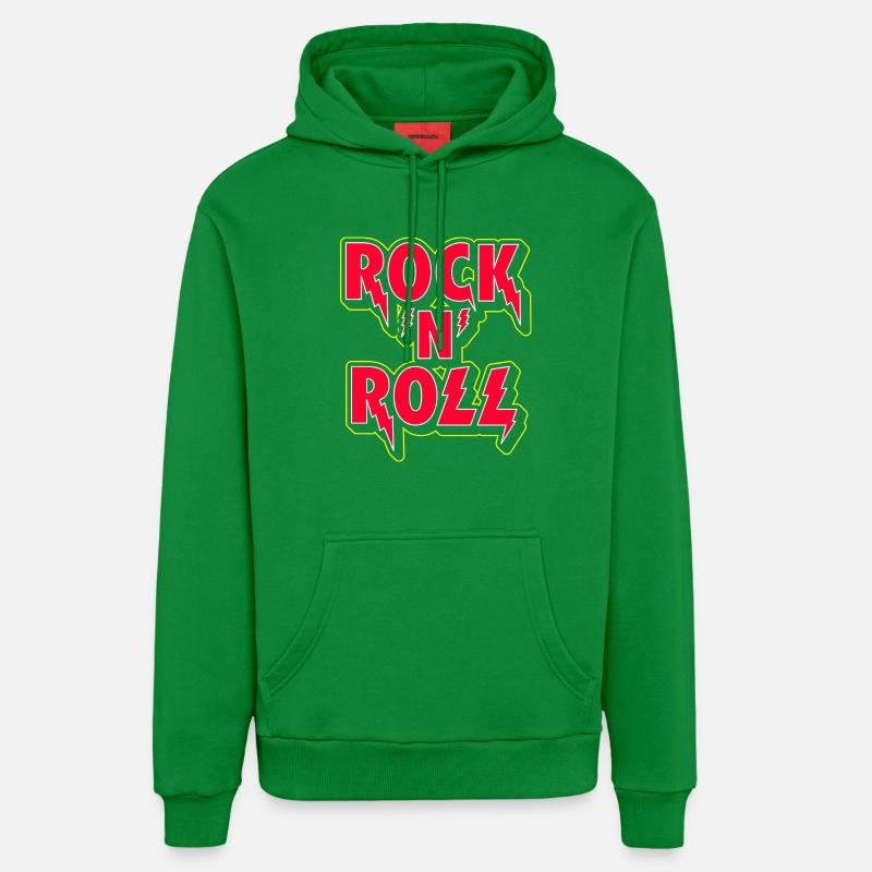 Rock 'N' Roll 3D Logo - Sweat à capuche bio décontracté fabriqué en UE - City Green
