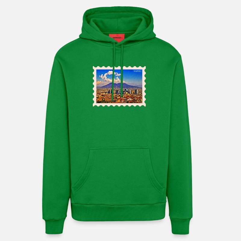 Silhouette de Naples Vesuvio - Sweat à capuche bio décontracté fabriqué en UE - City Green