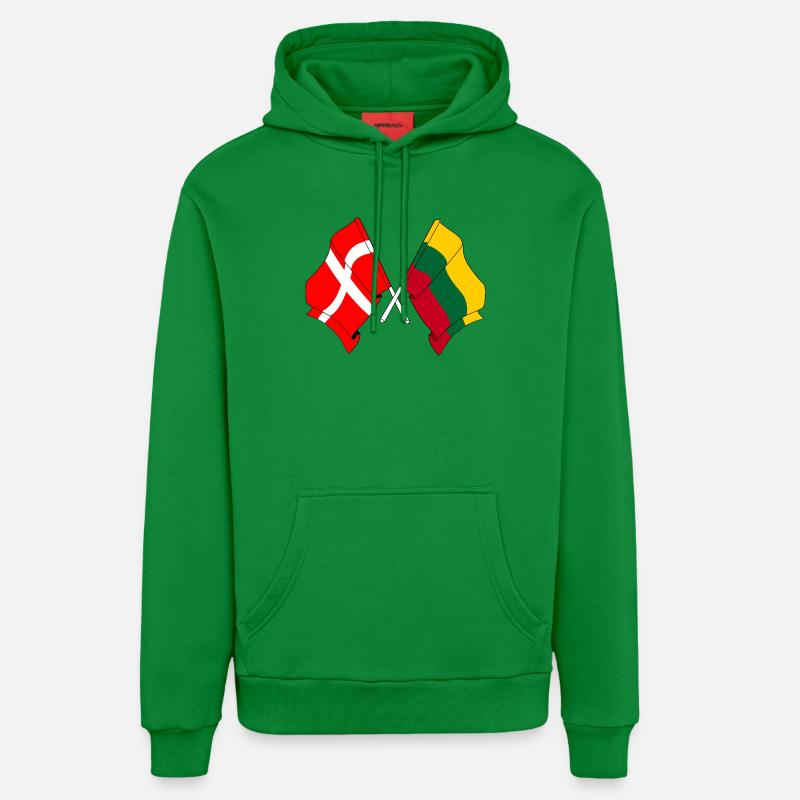 Drapeau Danemark, drapeau Lituanie - Sweat à capuche bio décontracté fabriqué en UE - City Green