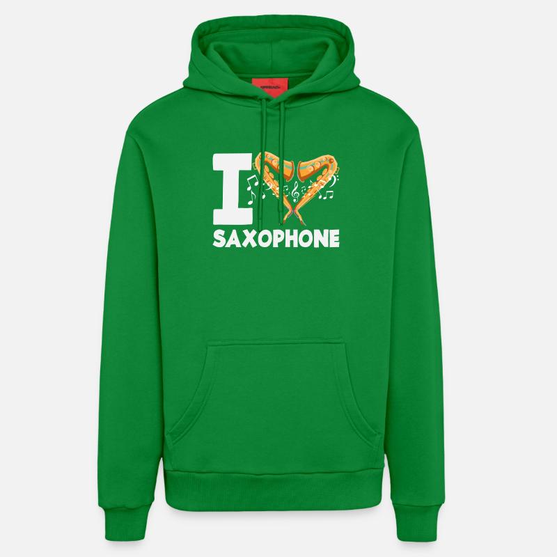 J’adore le saxophoniste - Sweat à capuche bio décontracté fabriqué en UE - City Green