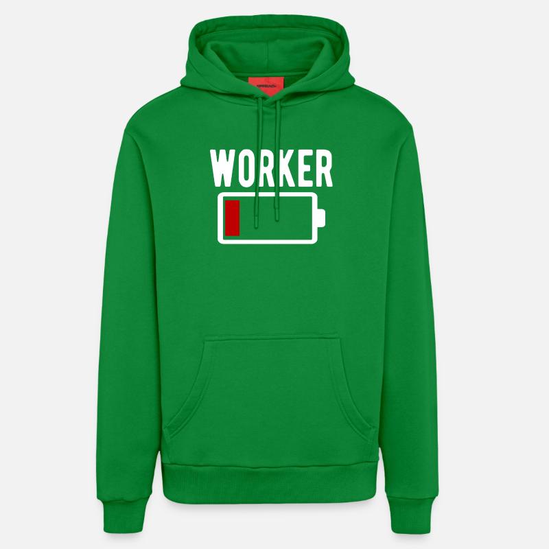 Ouvrier Ouvrier Batterie faible, drôle - Sweat à capuche bio décontracté fabriqué en UE - City Green