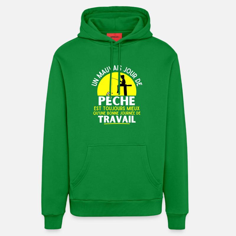 pêche, pêcheur, fan de pêche - Sweat à capuche bio décontracté fabriqué en UE - City Green