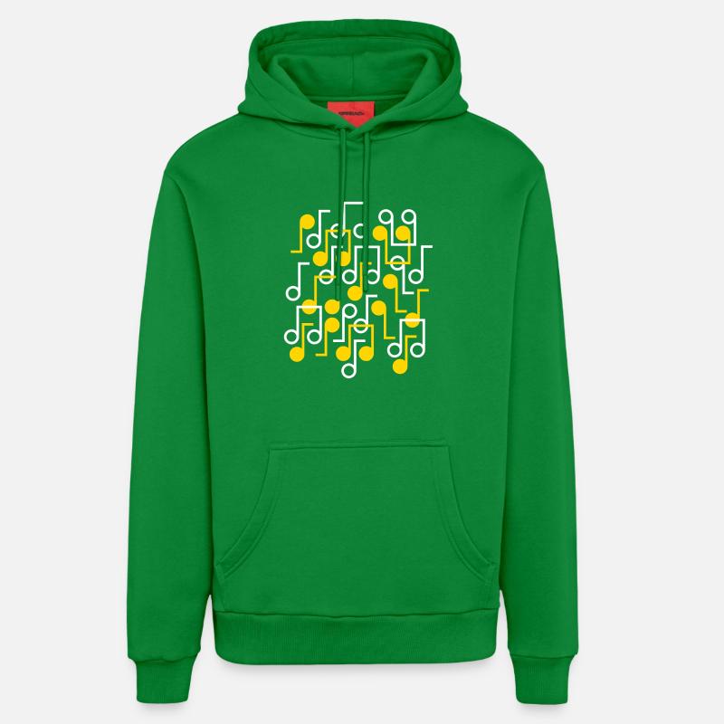 Music Notes Retro Style Pattern - Organic Relaxed Hoodie Made in EU - City Green