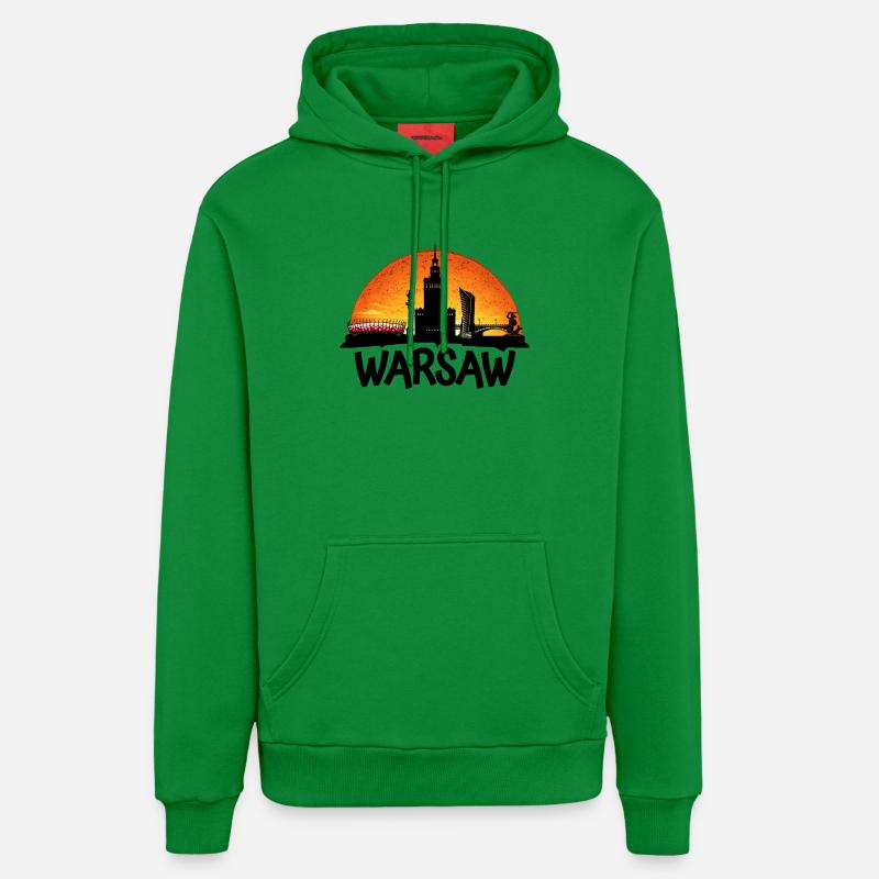 Coucher de soleil sur Varsovie - Sweat à capuche bio décontracté fabriqué en UE - City Green