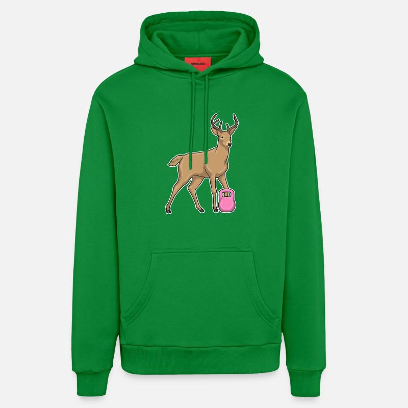 Bodybuilder Cerf Bodybuilding avec haltères - Sweat à capuche bio décontracté fabriqué en UE - City Green