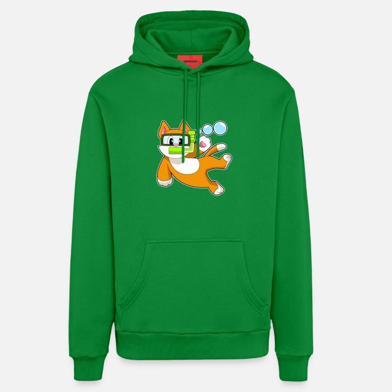 Cat Diver Snorkel - Sweat à capuche bio décontracté fabriqué en UE - City Green