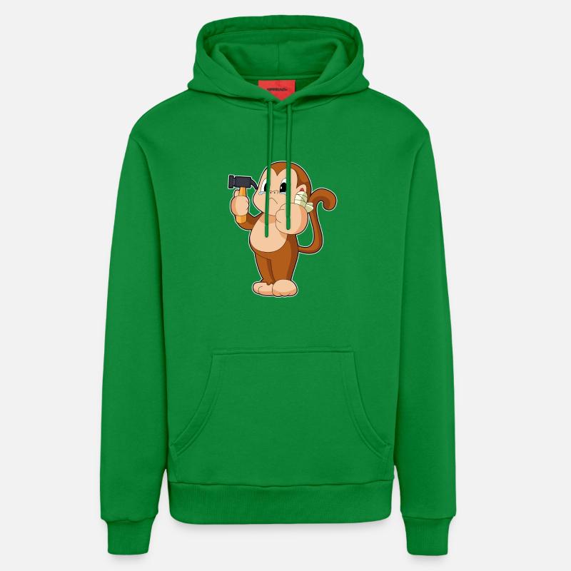 Marteau artisanal singe - Sweat à capuche bio décontracté fabriqué en UE - City Green