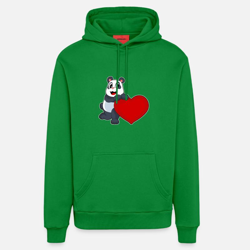 Cœur de panda - Sweat à capuche bio décontracté fabriqué en UE - City Green
